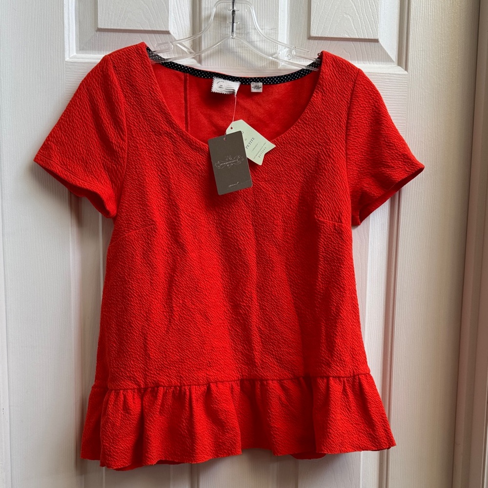 Source Unknown Red Textured Short Sleeve Top